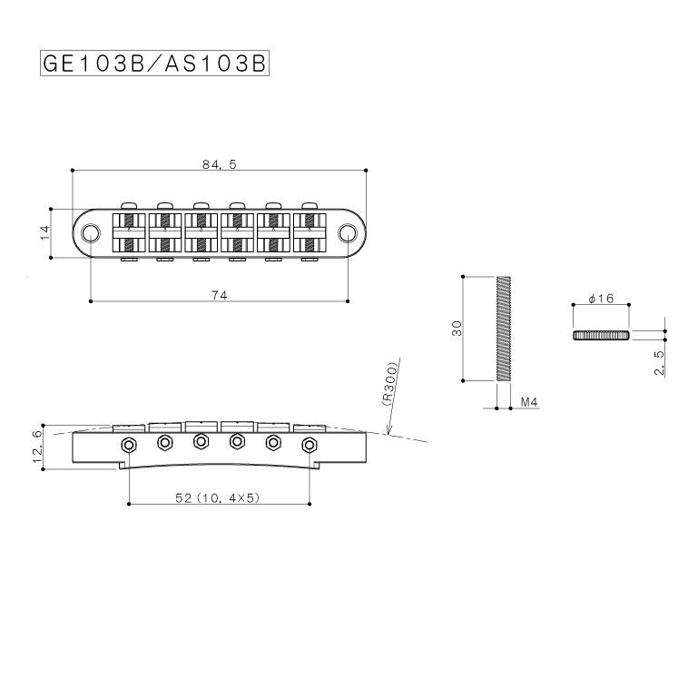 Gotoh GE103B Tune-O-Matic Bridge - Nickel
