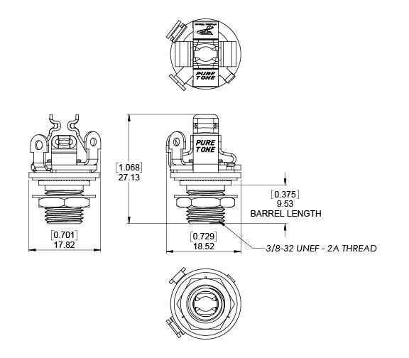 Pure Tone Multi Contact Output Jack - Mono - Nickel