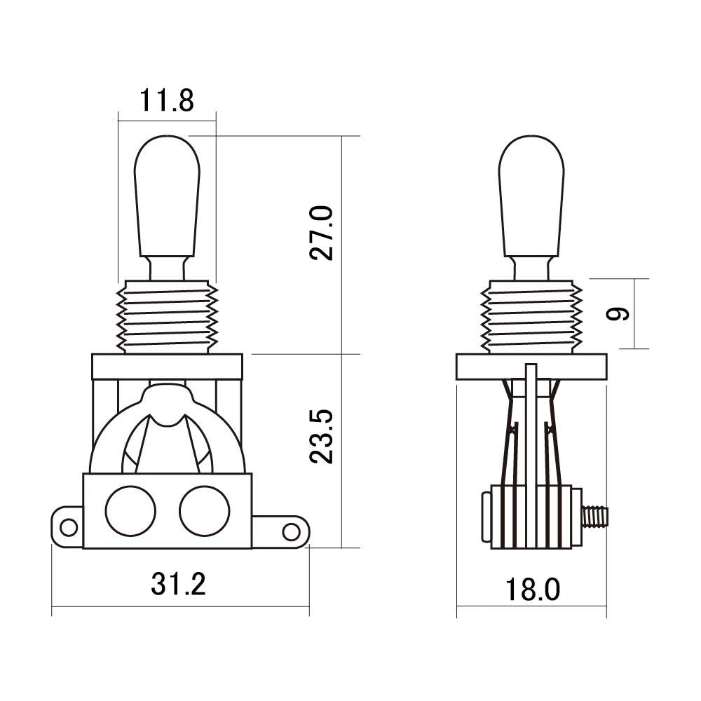 3-way Toggle Switch - White Knob - Japan