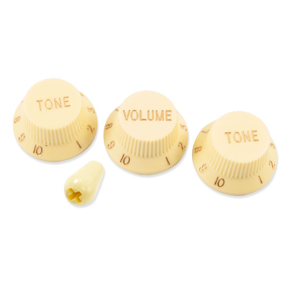 Stratocaster Knob Set with Tip - Cream