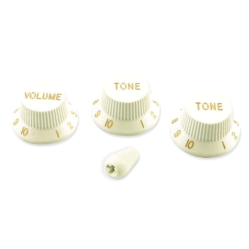 Stratocaster Knob Set White with Tip - White