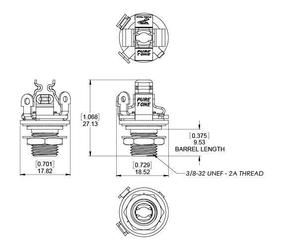Pure Tone Multi Contact Output Jack - Mono - Gold