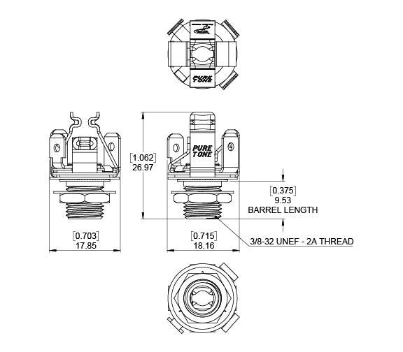 Pure Tone Multi Contact Output Jack - Stereo - Gold