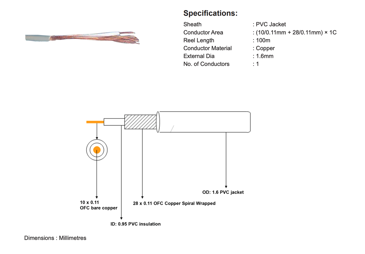 Single Core Screened Audio Cable - 1 meter