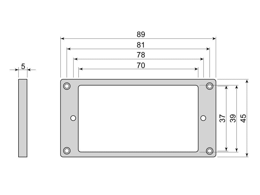 Humbucker Mouting Ring - Flat - 5mm - Black