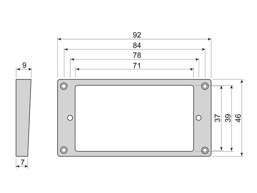 Humbucker Mounting Ring - Arched - 7-9mm - Black