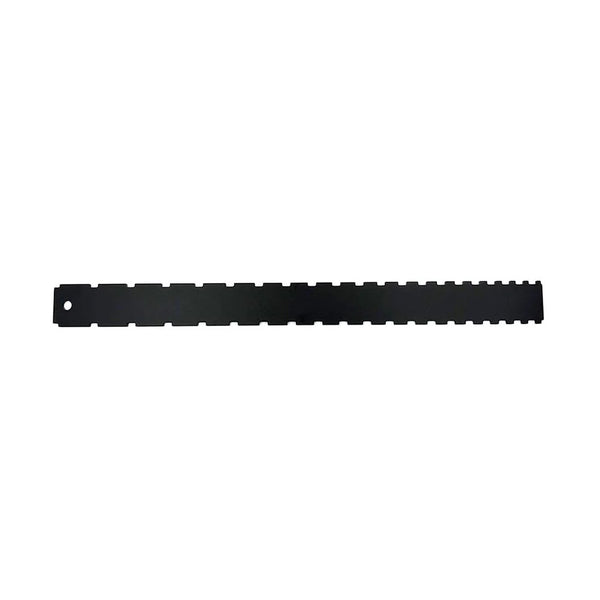 Notched straight edge tool for checking guitar neck and fretboard alignment