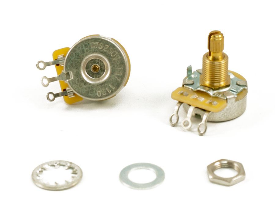 Potentiometers for guitar and bass made by CTS and Bourns