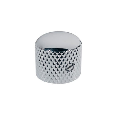 Dome knob with set screw for CTS 6.1mm split shaft pots in chrome, black, and gold