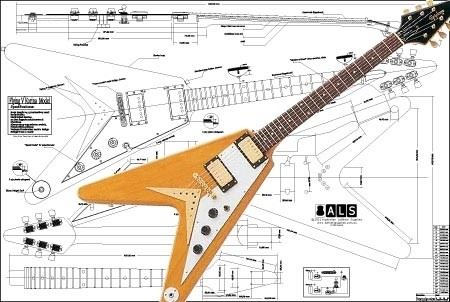 Gibson Flying V Korina Blueprint