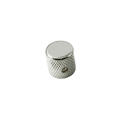 Flat top dome knob for CTS solid shaft pots in chrome, nickel, and black.