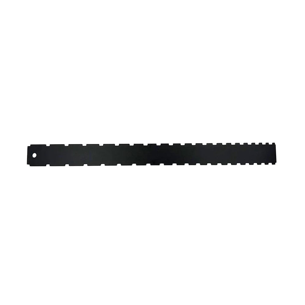Notched straight edge tool for checking guitar neck and fretboard alignment
