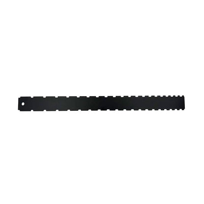 Notched straight edge tool for checking guitar neck and fretboard alignment
