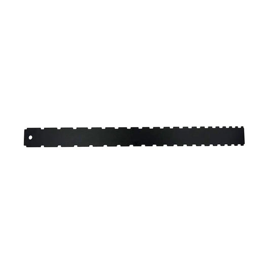 Notched straight edge tool for checking guitar neck and fretboard alignment
